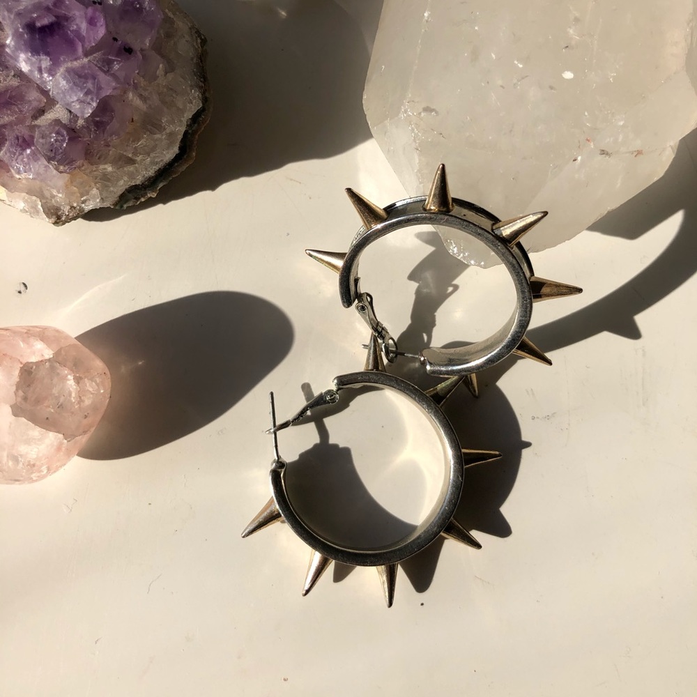 Silver and gold spiked hoop earrings ✨